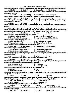 Câu hỏi trắc nghiệm theo chương Vật lí lớp 12